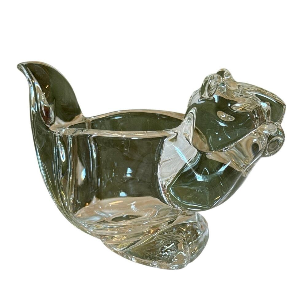 Avon Glass Bright Chipmunk Votive Holder • Clear Heavy Glass • 3.25” • 1978–1983